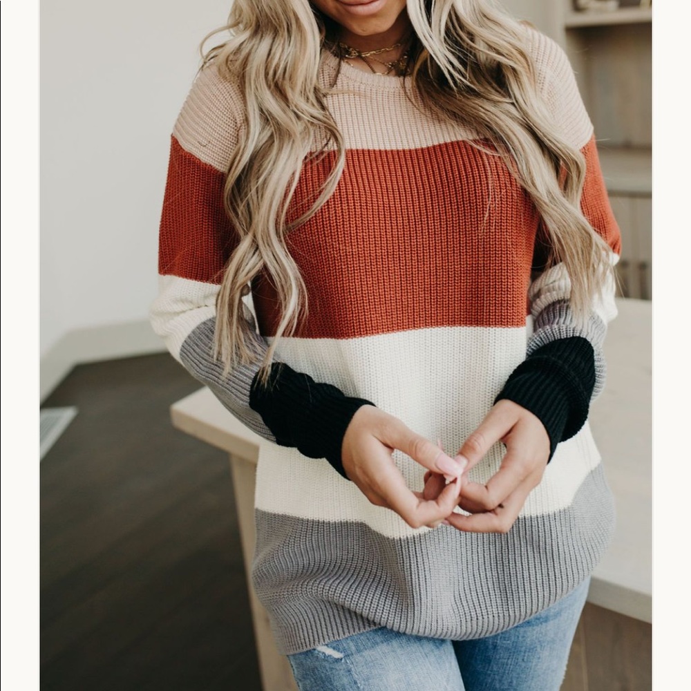 Mindy Mae’s Paige Sweater - Rust & Cream.